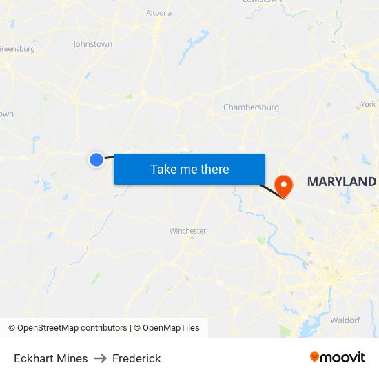 Eckhart Mines to Frederick map