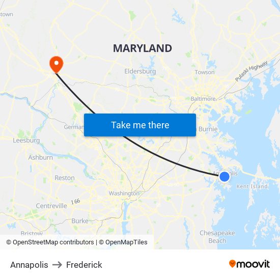 Annapolis to Frederick map