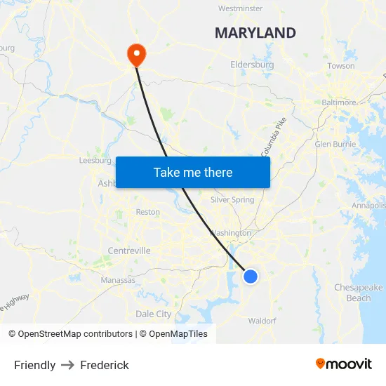 Friendly to Frederick map