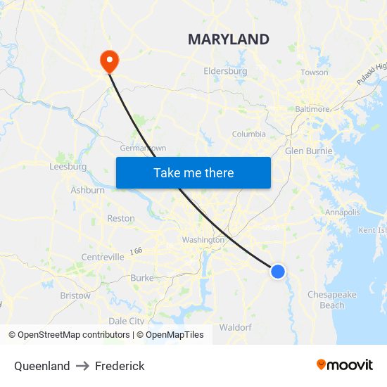 Queenland to Frederick map