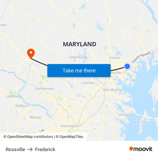 Rossville to Frederick map