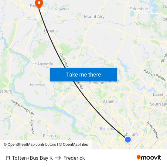 Ft Totten+Bus Bay K to Frederick map