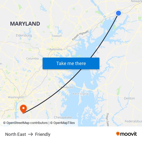 North East to Friendly map