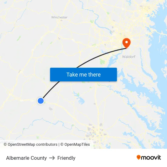 Albemarle County to Friendly map