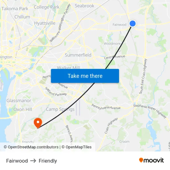 Fairwood to Friendly map