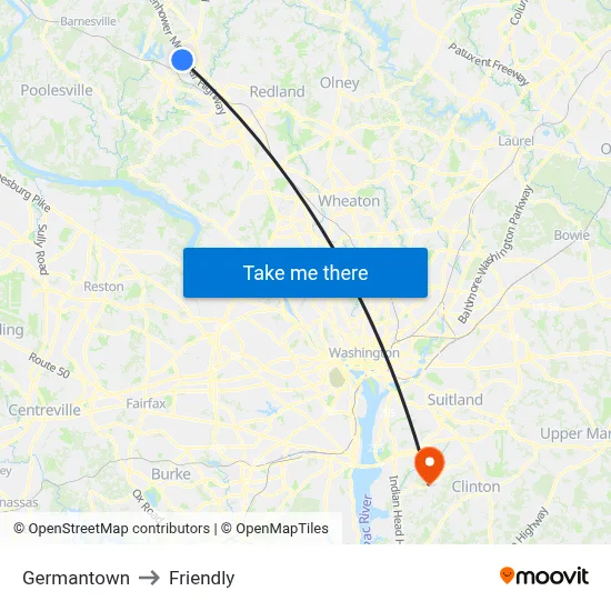 Germantown to Friendly map