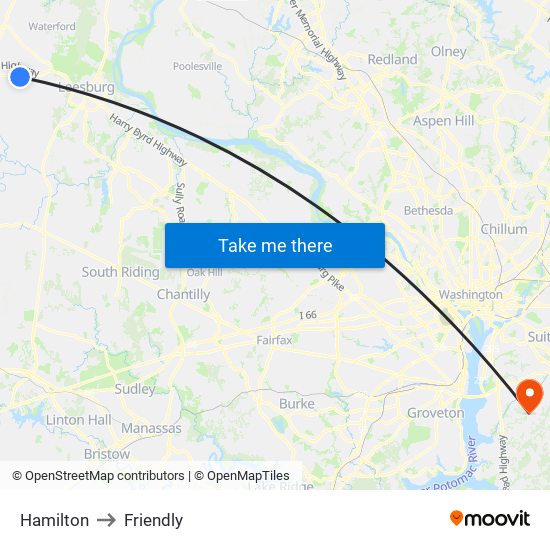 Hamilton to Friendly map