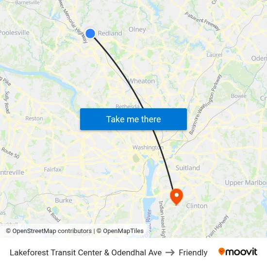 Lakeforest Transit Center & Odendhal Ave to Friendly map
