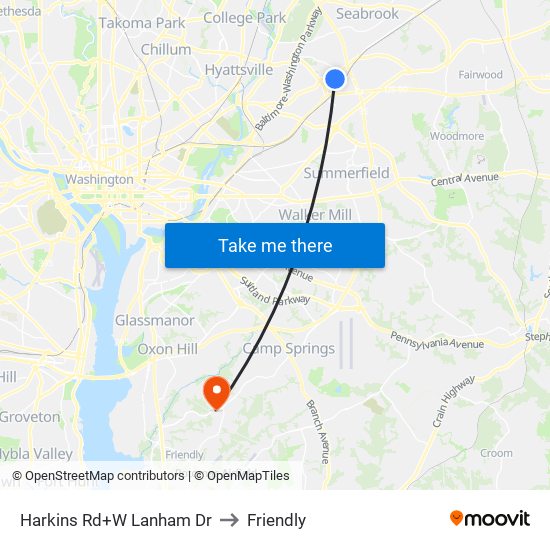 Harkins Rd+W Lanham Dr to Friendly map