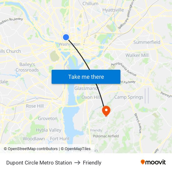 Dupont Circle Metro Station to Friendly map