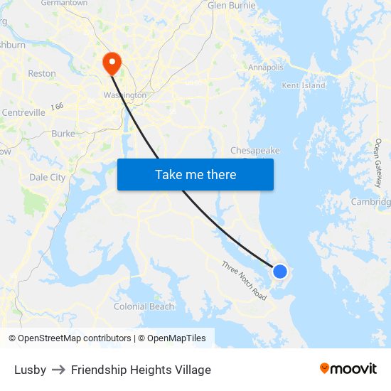 Lusby to Friendship Heights Village map