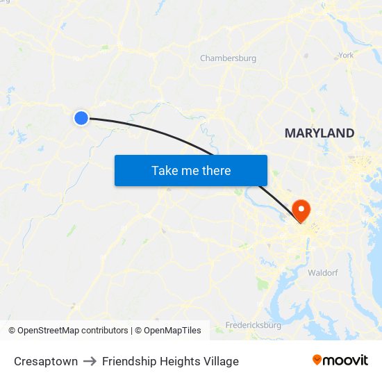 Cresaptown to Friendship Heights Village map