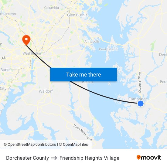 Dorchester County to Friendship Heights Village map