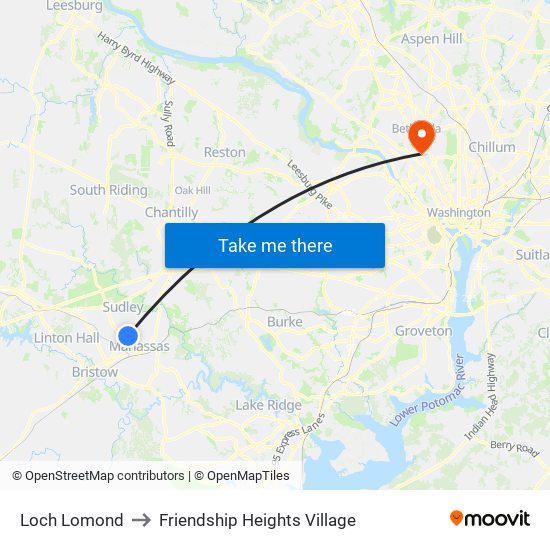 Loch Lomond to Friendship Heights Village map