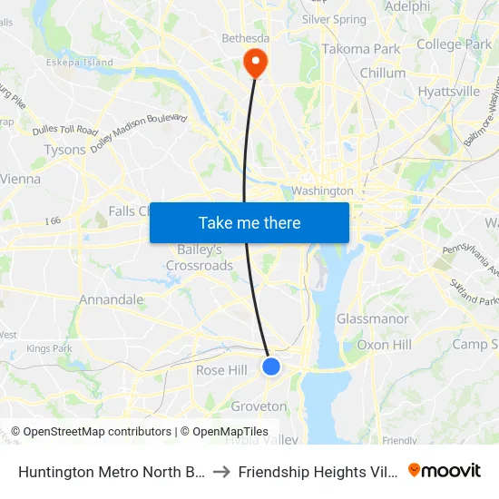 Huntington Metro North Bay C to Friendship Heights Village map