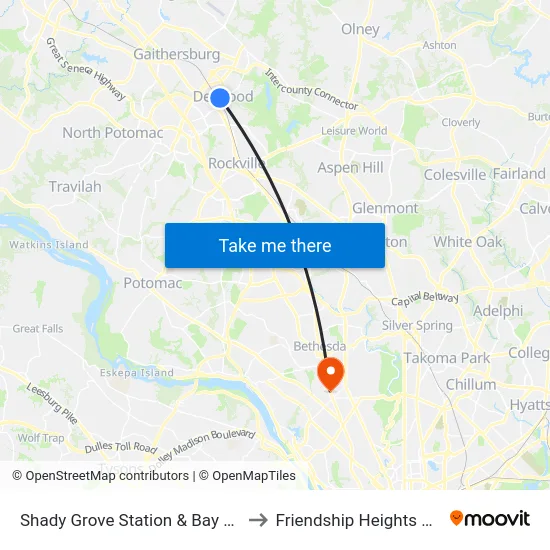 Shady Grove Station & Bay C - East to Friendship Heights Village map