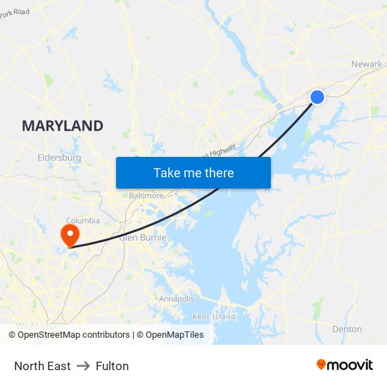 North East to Fulton map