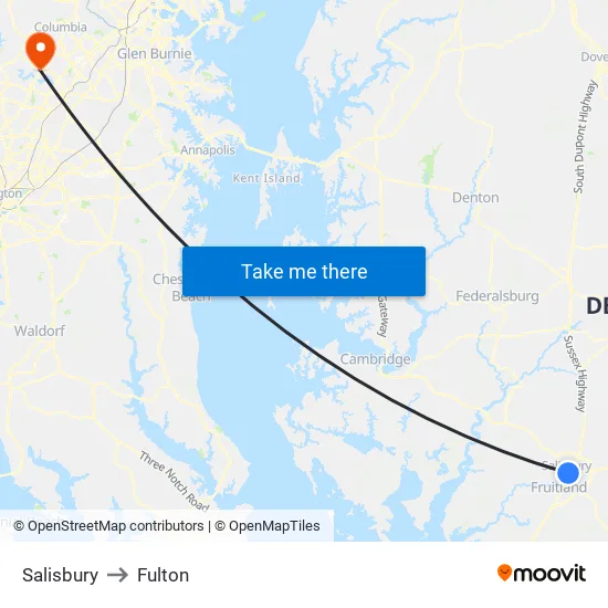 Salisbury to Fulton map