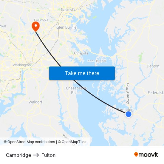 Cambridge to Fulton map