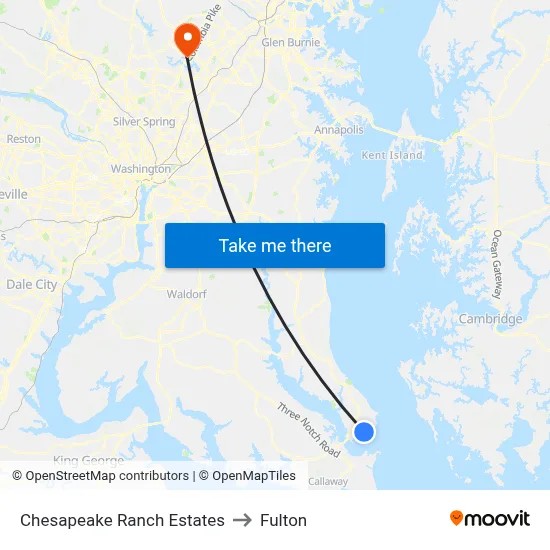 Chesapeake Ranch Estates to Fulton map