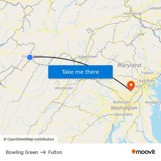 Bowling Green to Fulton map