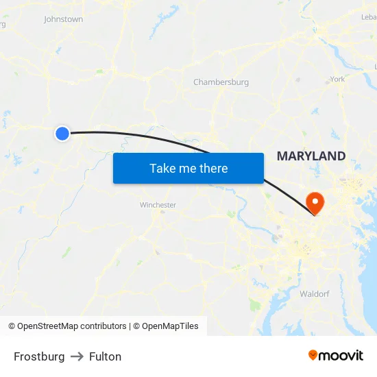 Frostburg to Fulton map