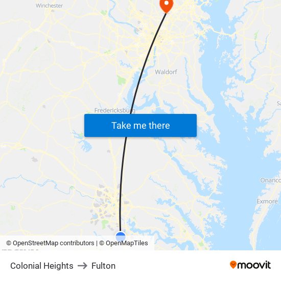 Colonial Heights to Fulton map