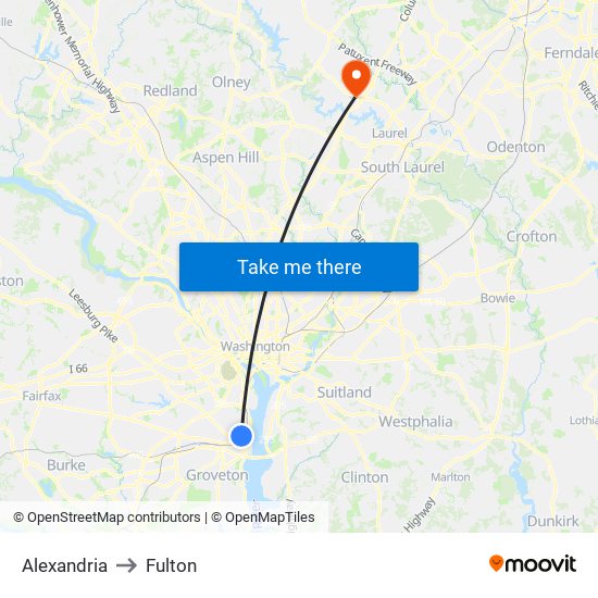 Alexandria to Fulton map