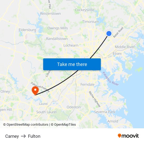 Carney to Fulton map