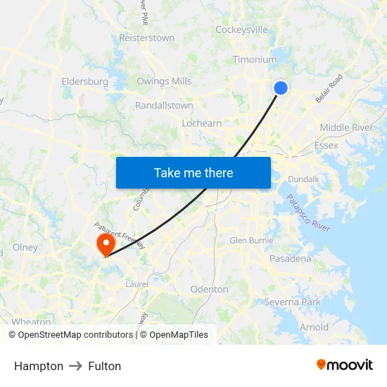 Hampton to Fulton map