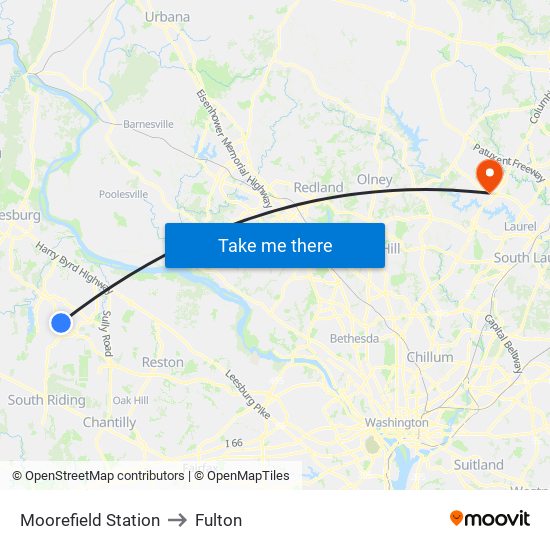 Moorefield Station to Fulton map