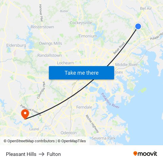 Pleasant Hills to Fulton map