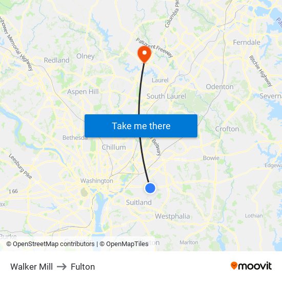 Walker Mill to Fulton map