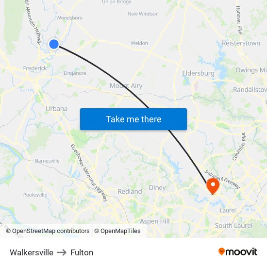 Walkersville to Fulton map