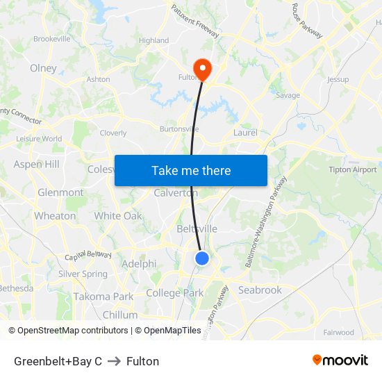 Greenbelt+Bay C to Fulton map