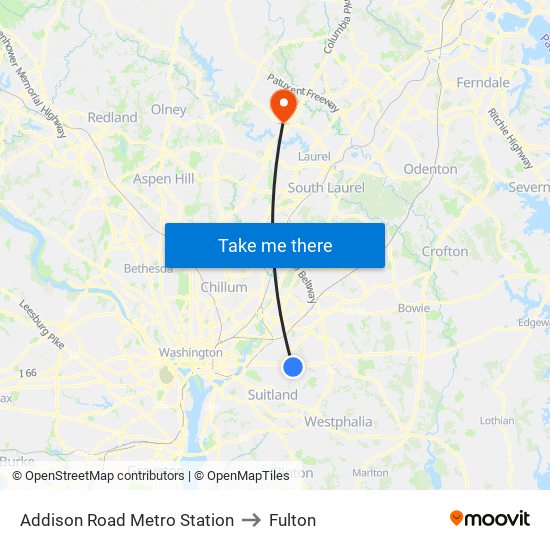 Addison Road Metro Station to Fulton map