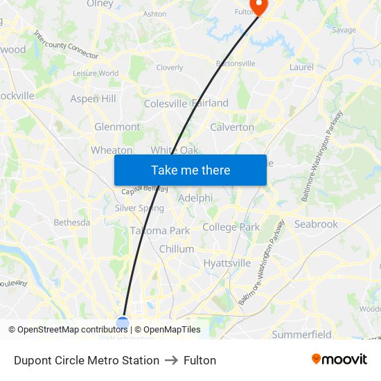 Dupont Circle Metro Station to Fulton map