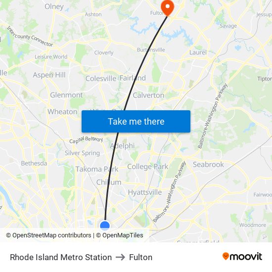 Rhode Island Metro Station to Fulton map