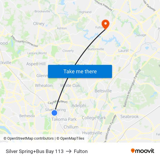 Silver Spring+Bay 113 to Fulton map