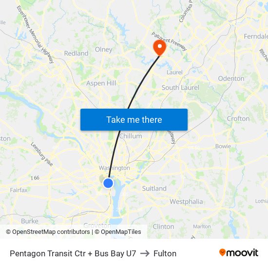 Pentagon Transit Ctr + Bus Bay U7 to Fulton map