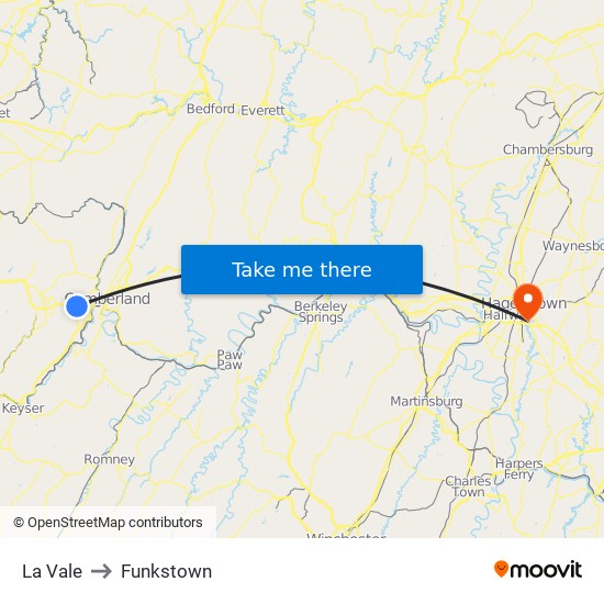 La Vale to Funkstown map