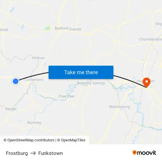 Frostburg to Funkstown map