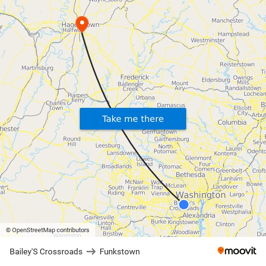 Bailey'S Crossroads to Funkstown map