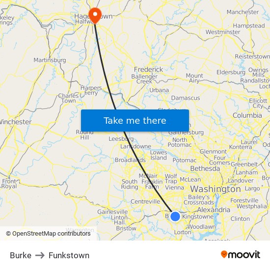 Burke to Funkstown map