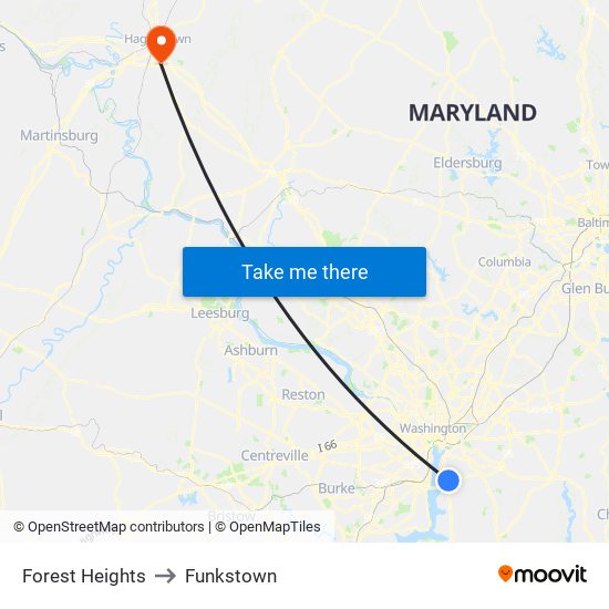 Forest Heights to Funkstown map