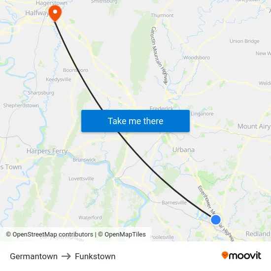 Germantown to Funkstown map