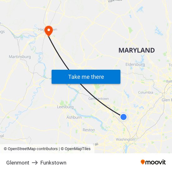 Glenmont to Funkstown map