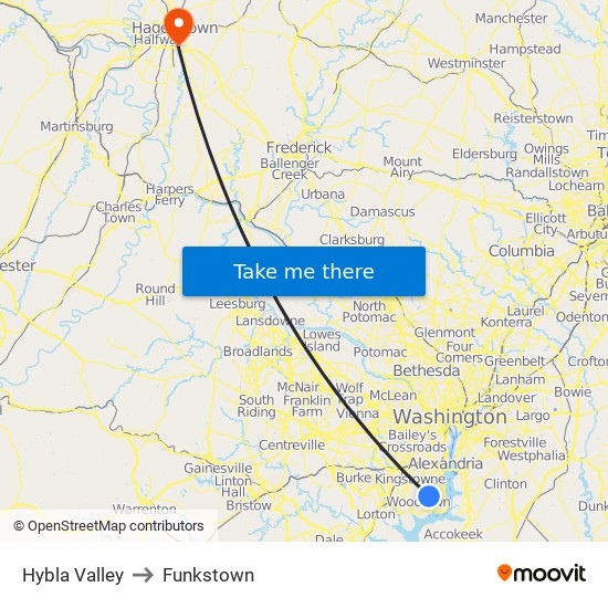 Hybla Valley to Funkstown map