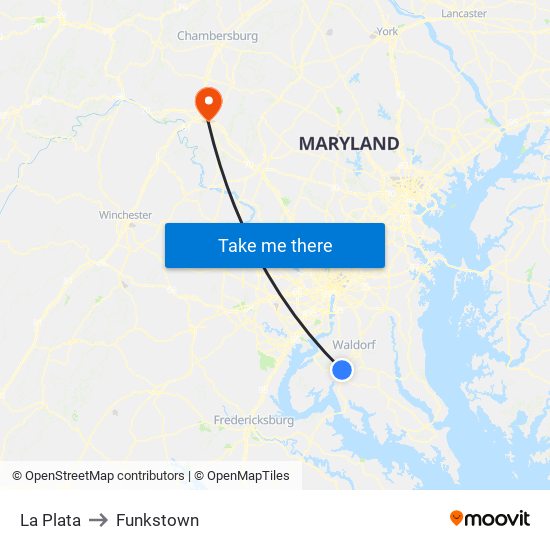 La Plata to Funkstown map