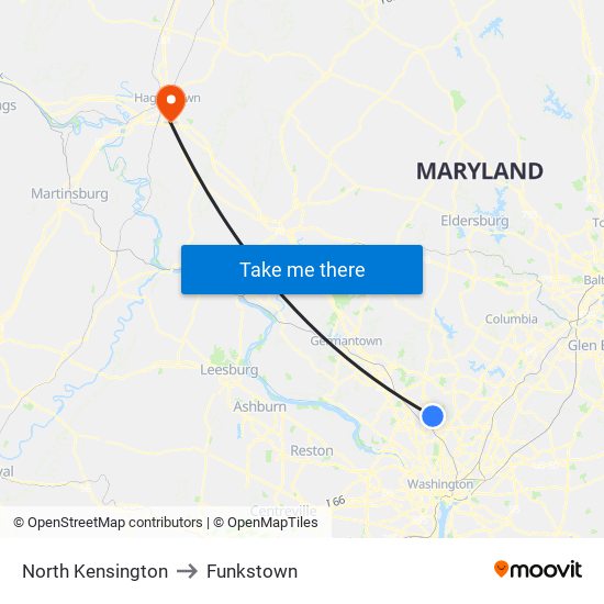 North Kensington to Funkstown map